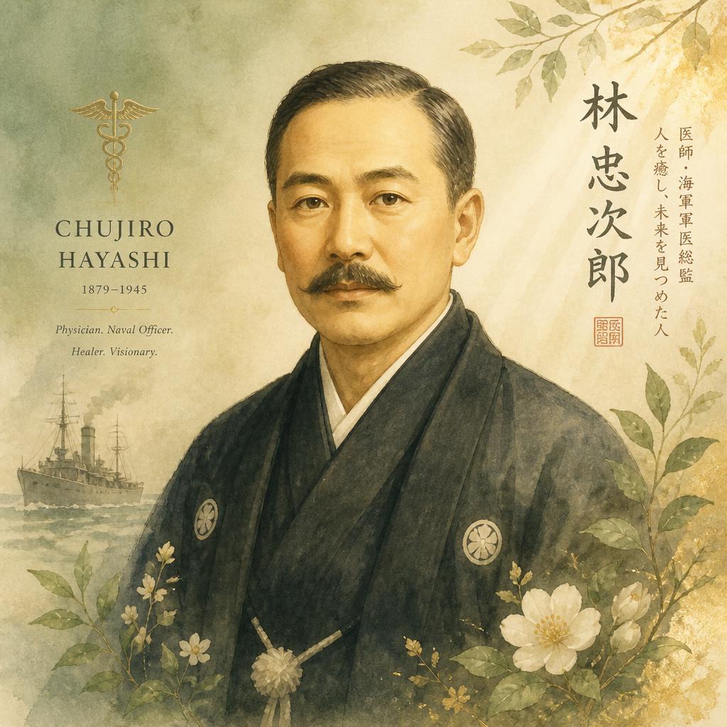 Portrait illustration of Chujiro Hayashi, Reiki master and physician